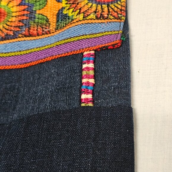 Guatemalan Boho Multicolor Multipattern Unisex Artsy Pants Woven Embroidery Uniq - Picture 12 of 15